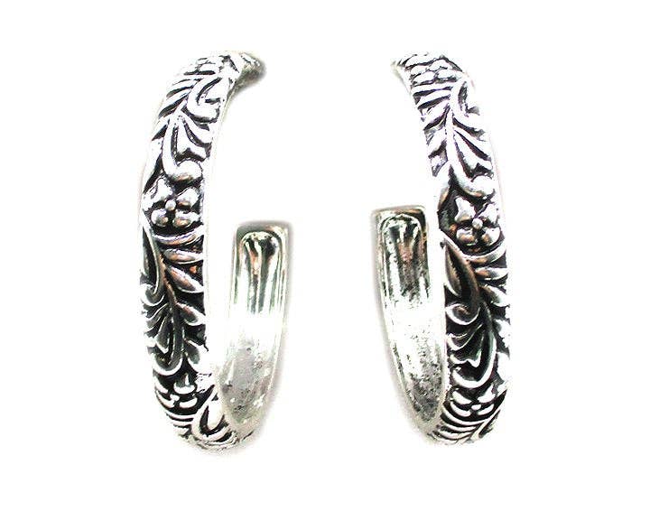 Metal Engraved Hoop Earring