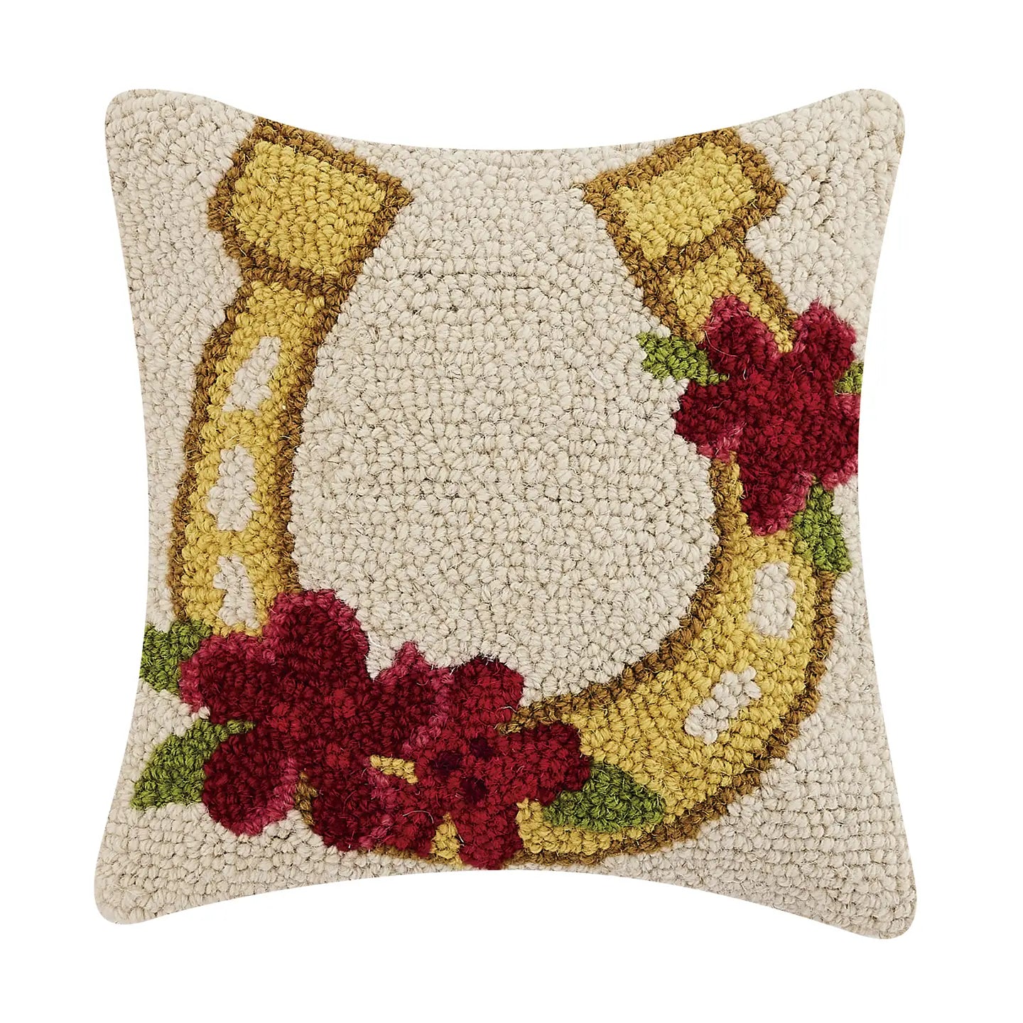 Gold Horseshoe W/Flowers Hook Pillow