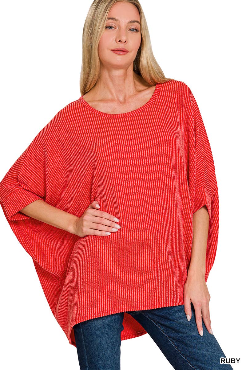 Rib Bat Sleeve Top