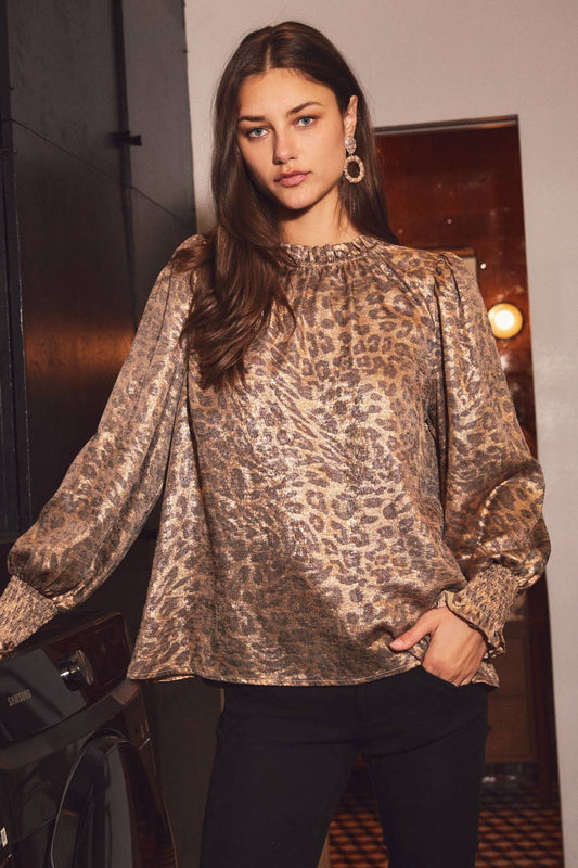 Metallic Leopard Printed Blouse