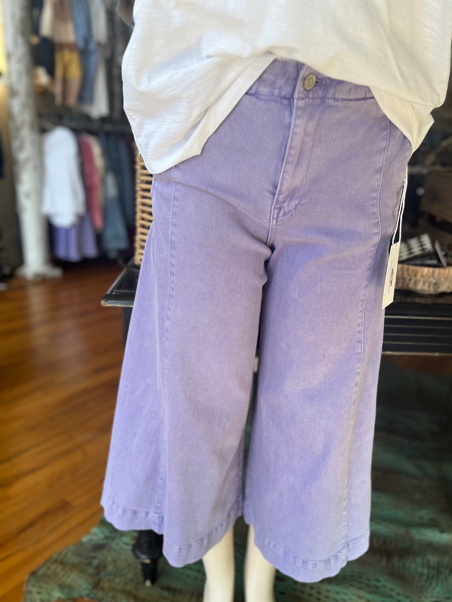High rise cropped gaucho denim