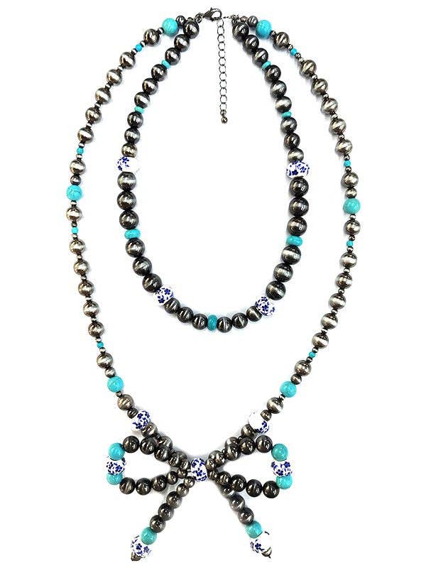 Western Ribbon Navajo Ceramic Pearl Necklace