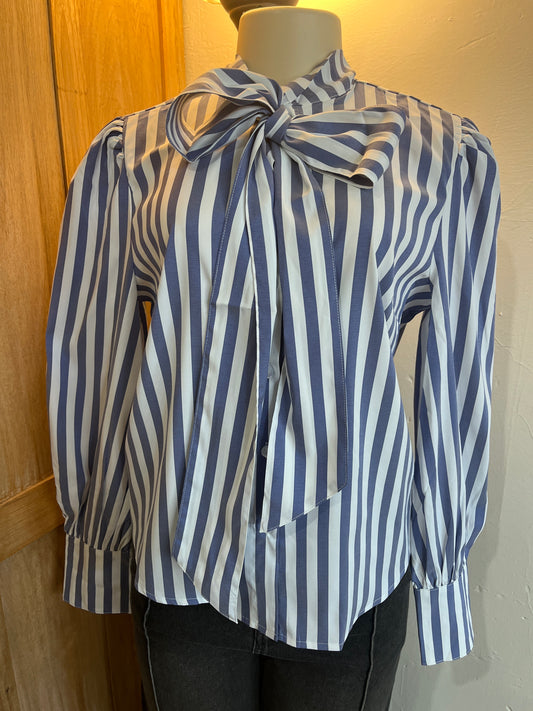 Denim striped button-down shirt