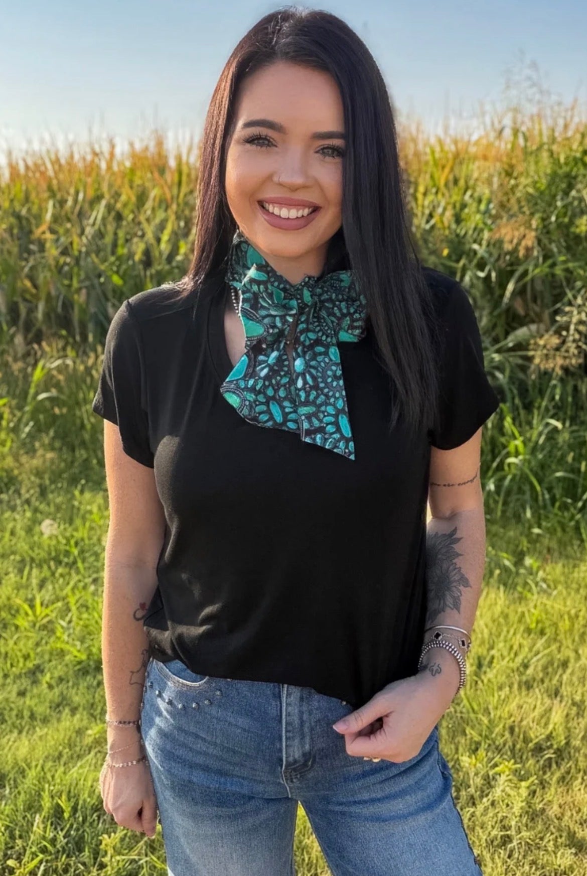 Cowgirl cluster tie top