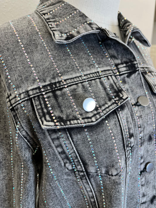 Rhinestone black denim jacket
