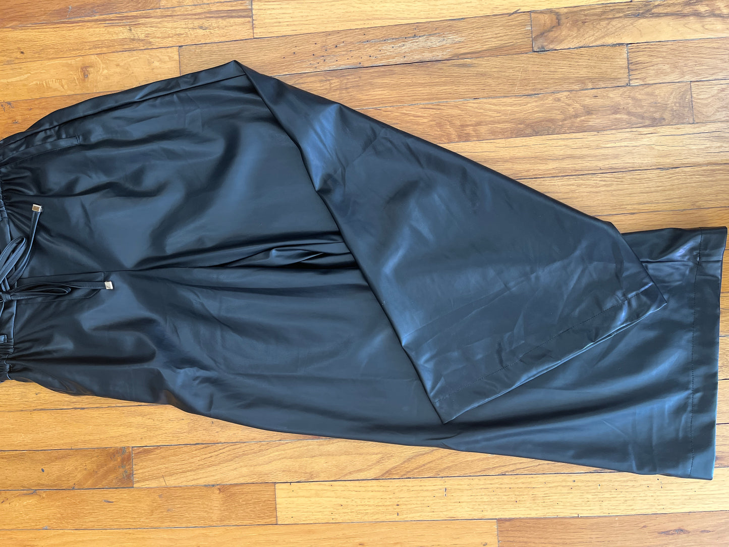 Black leather pull on pants