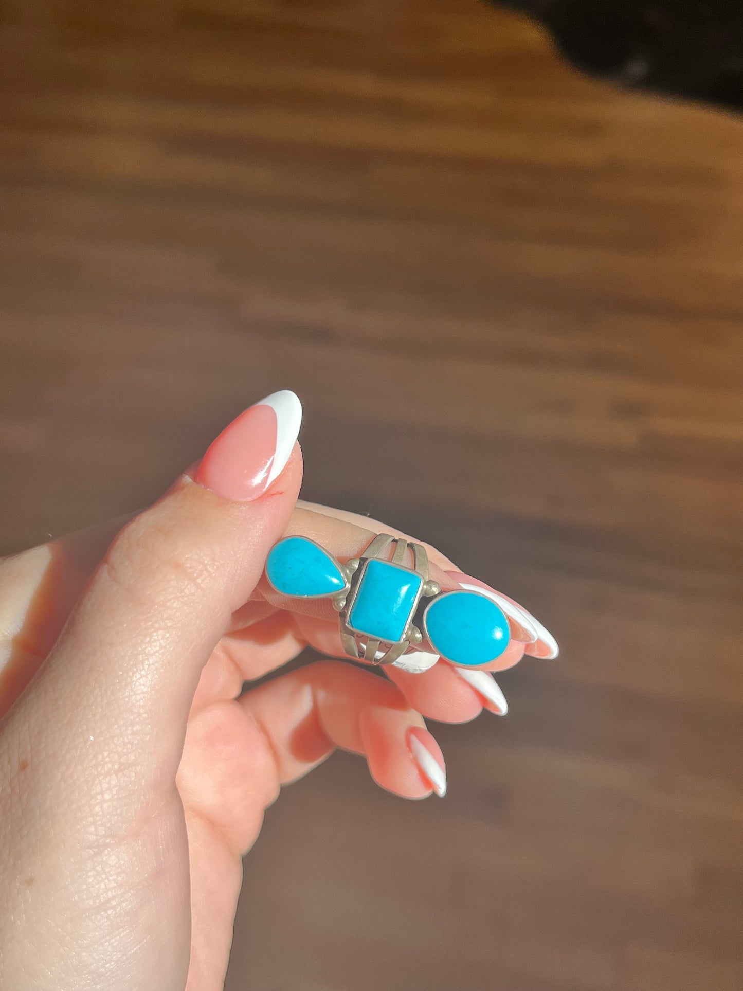 Three Stone Turquoise S/S Ring
