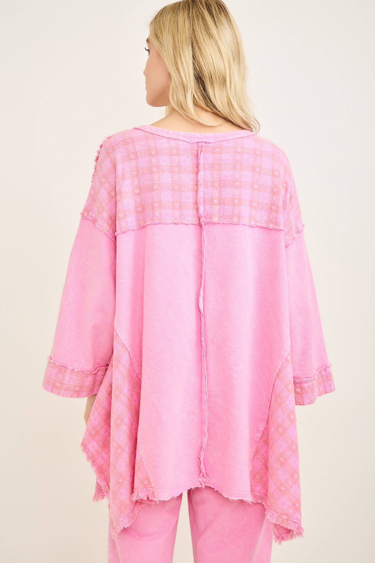 Mineral Washed Valentines day Heart Poncho