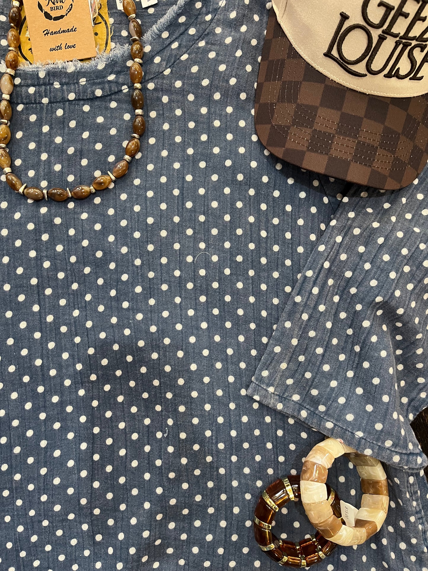 Polkadot oversize shirt.