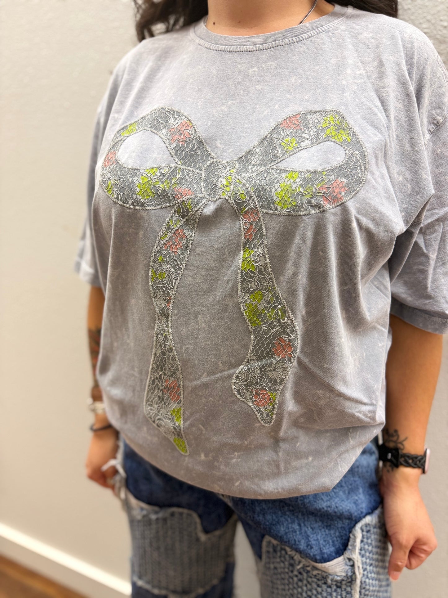 Lace bow shirt