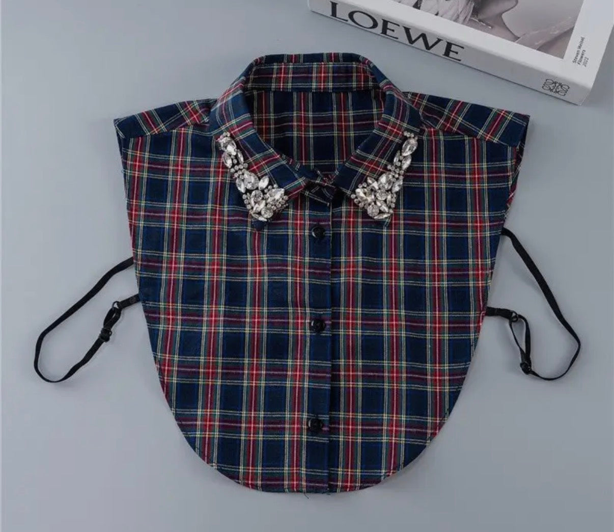 Blue Plaid with a little bling Dickey Collar