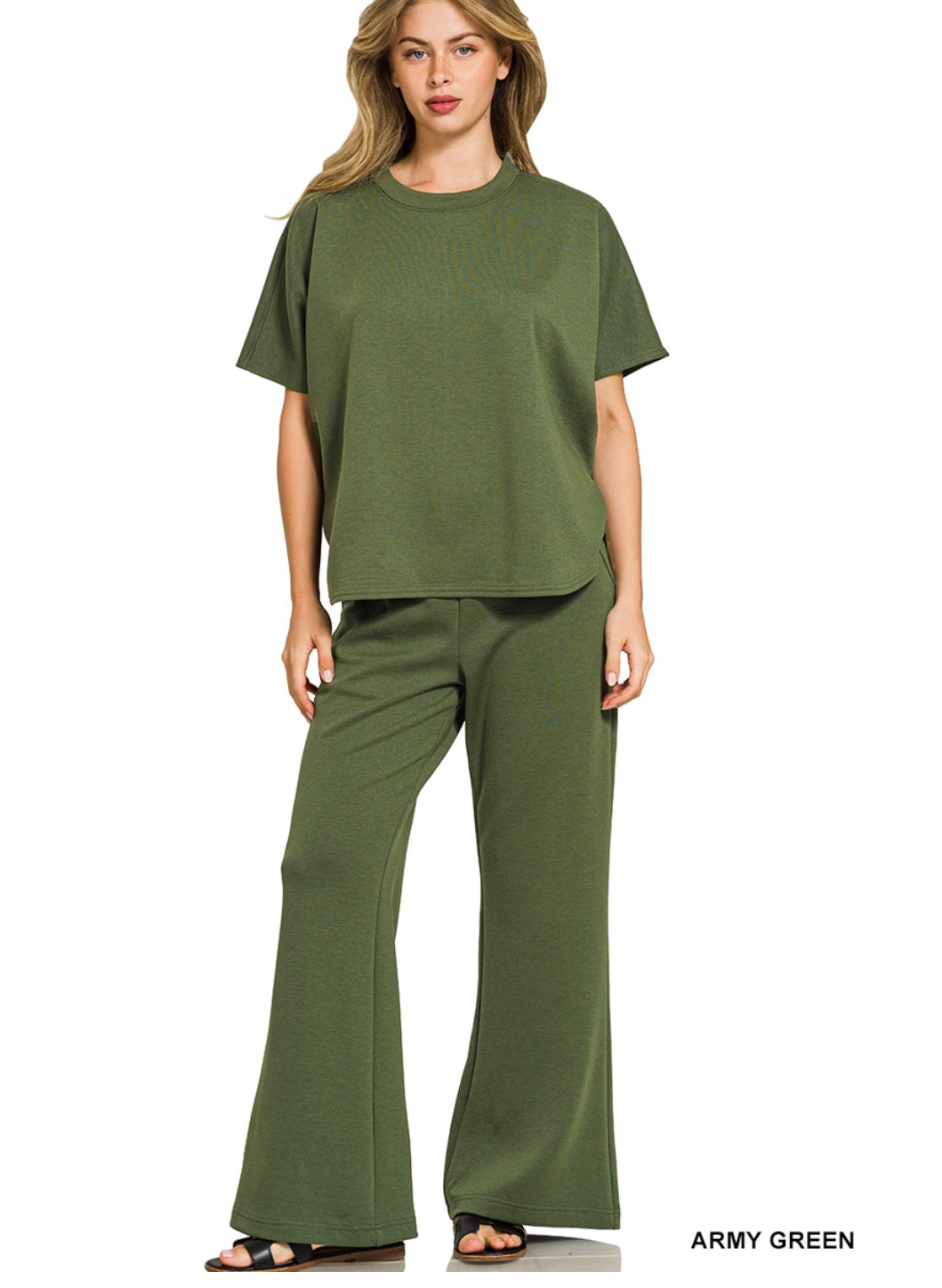 SCUBA CURVED HEM TOP & PANTS SET