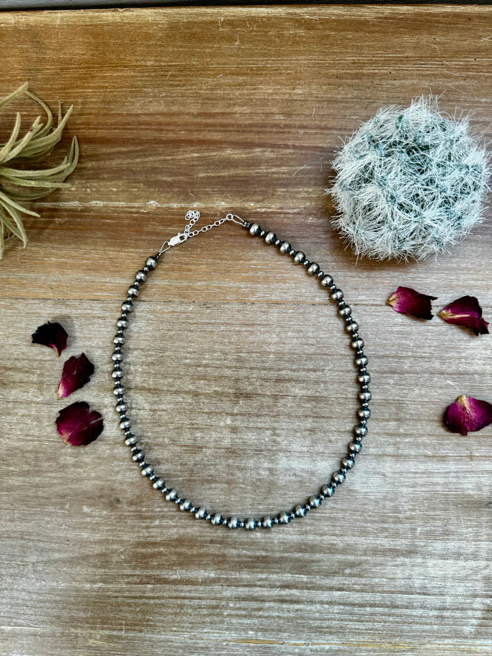 14 in Sterling Silver Choker Necklace 6&3 MM beads