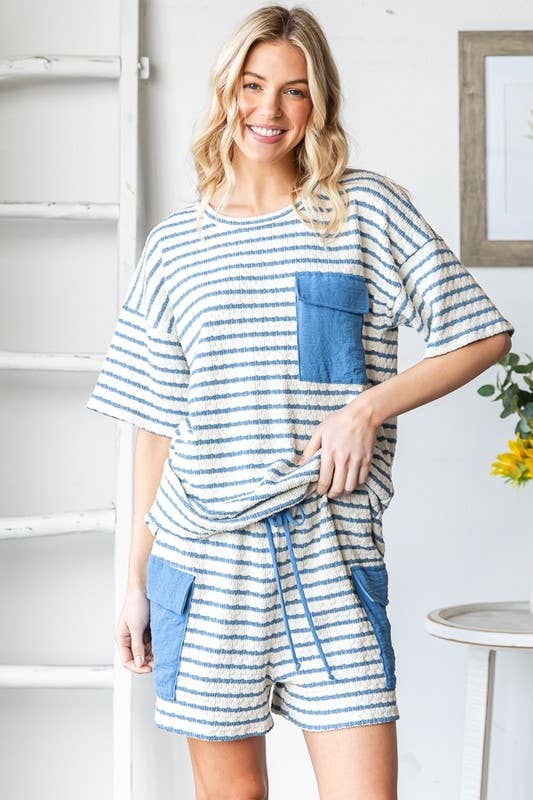 JACQUARD STRIPE TOP WITH POCKET