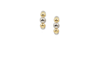 Mixed Metal Balls Open Back Hoop Earrings