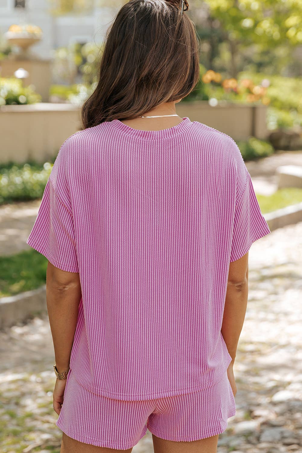 Ribbed Sequined Easter Bunny/Egg Graphic Tee and Short Set