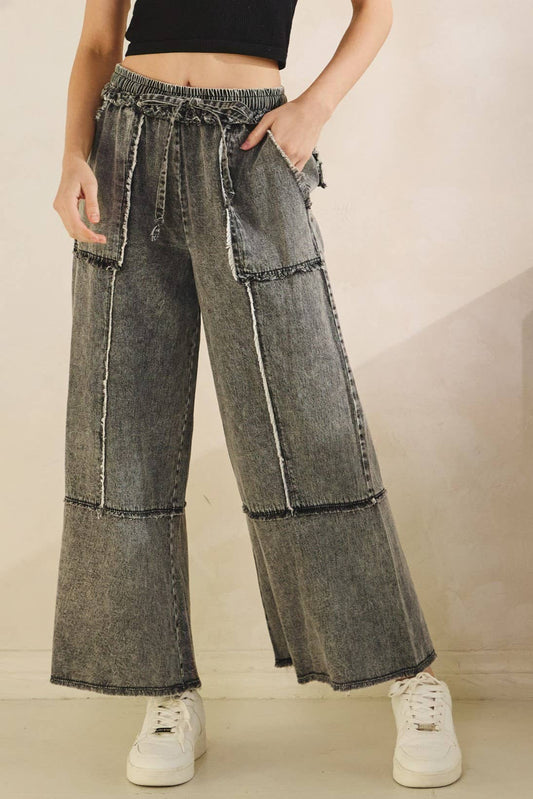 MINERAL WASHED DENIM PANTS