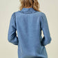 Tencel Denim Long Sleeve Button Down Shirt Blouse - 44745T