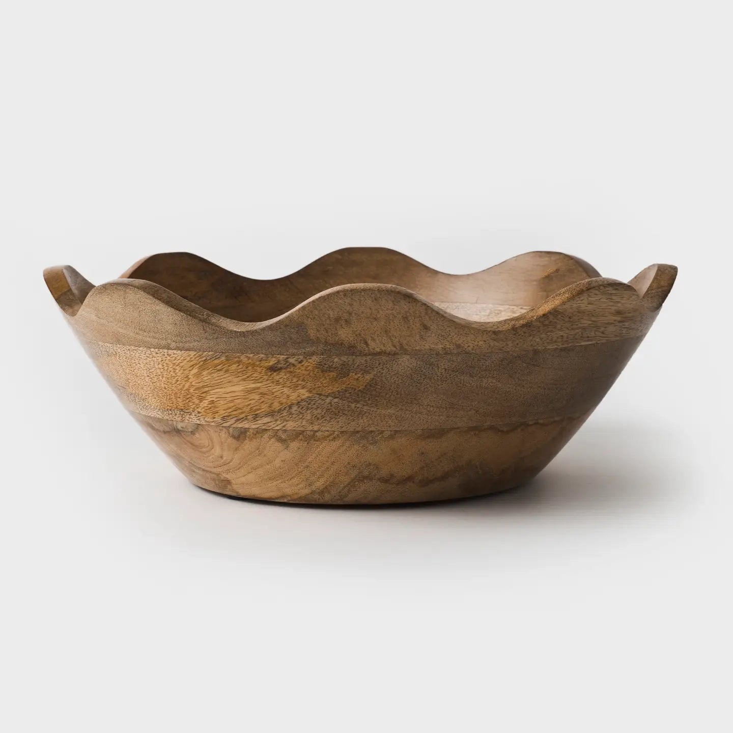 Scalloped Wooden Bowl - Large