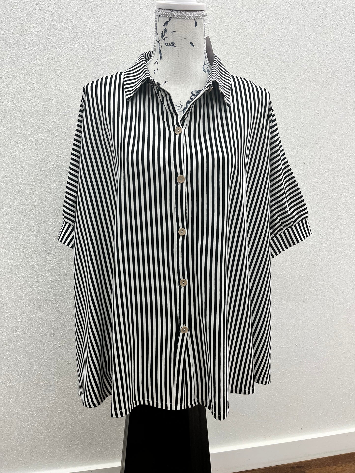 Oversized stripe button down shirts