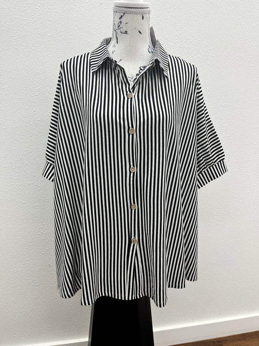 Oversized stripe button down shirts