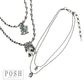 Double strand bead chain choker necklace with rhinestone pendant