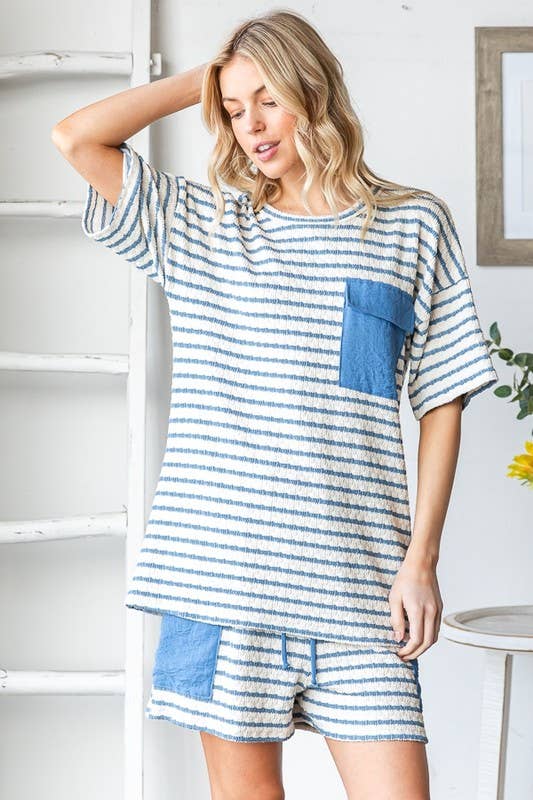 JACQUARD STRIPE TOP WITH POCKET