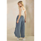 FRAYED RUFFLE HEM DENIM PANTS