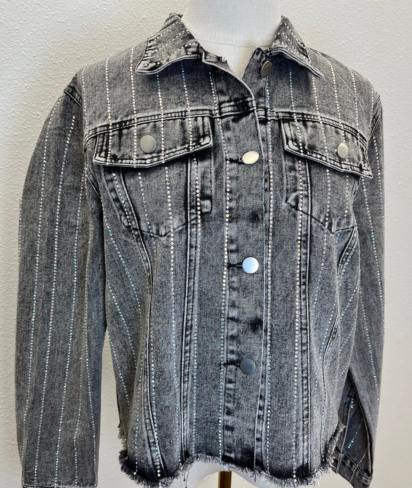 Rhinestone black denim jacket