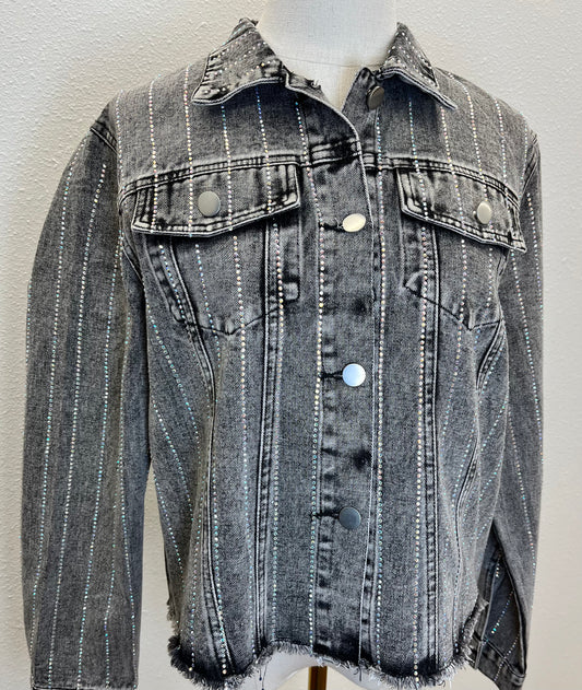 Rhinestone black denim jacket