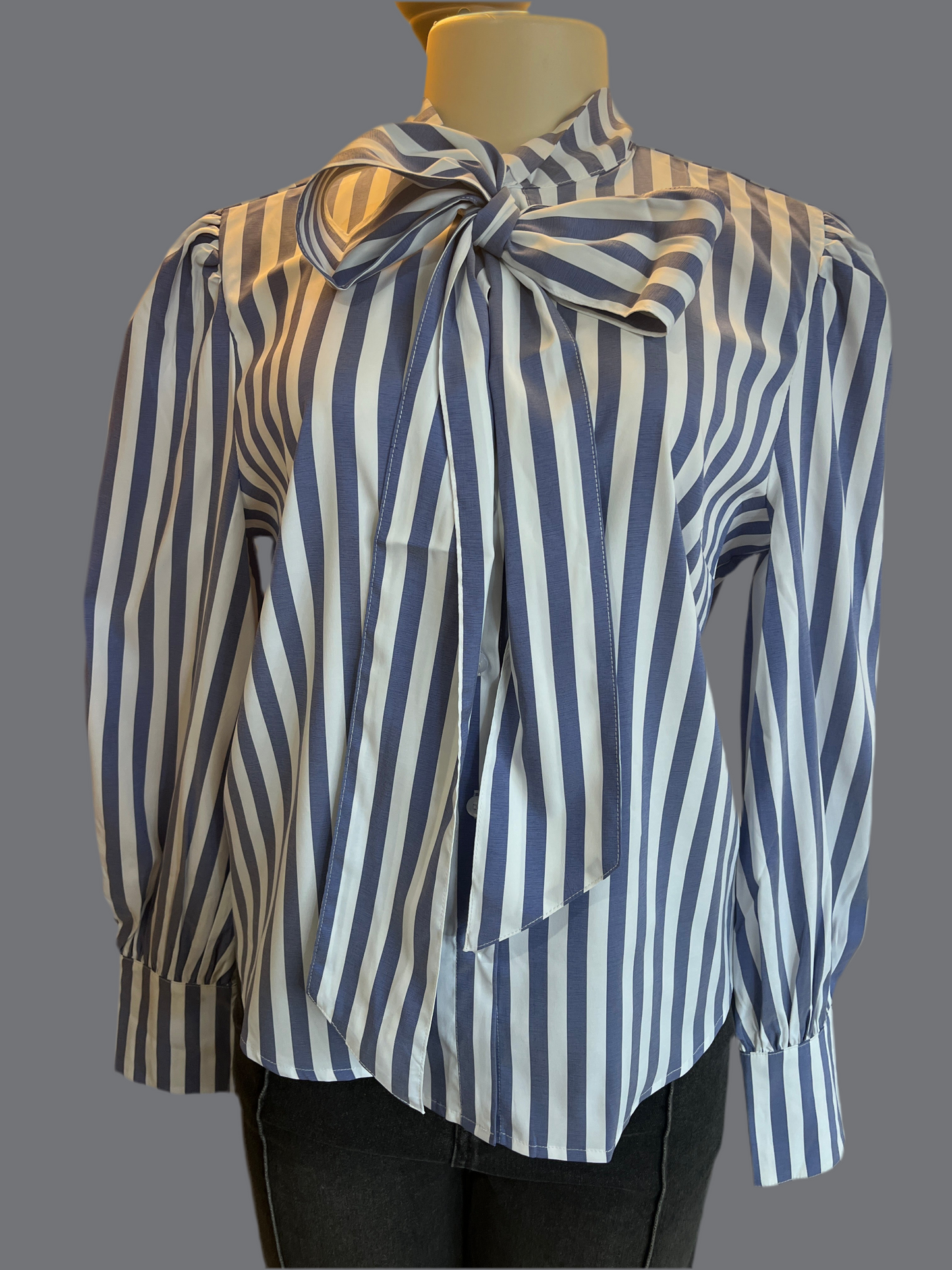 Denim striped button-down shirt