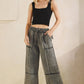 MINERAL WASHED DENIM PANTS