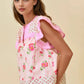 MIXED PRINT FLUTTER SLEEVE TOP