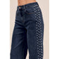 MID RISE FLARE BOTTOM DENIM JEANS WITH SIDE PEARL