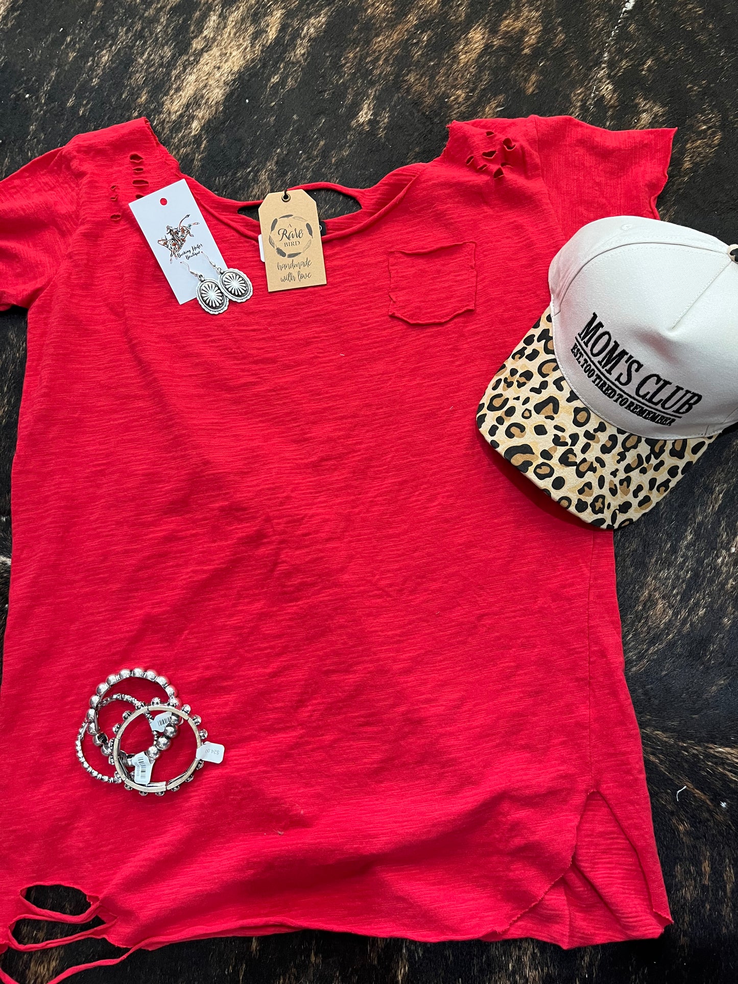 Red distressed T-shirt