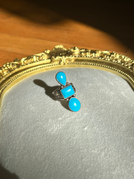 Three Stone Turquoise S/S Ring