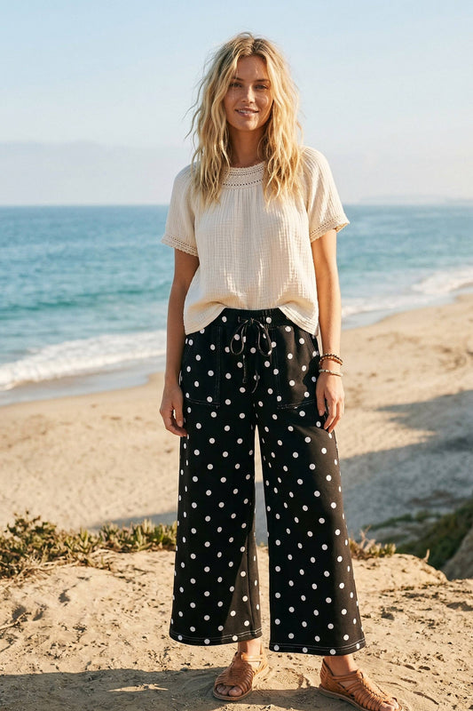 Scuba Polka Dot Wide Leg Pants