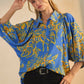 Bold Floral Printed Puff Sleeve Blouse