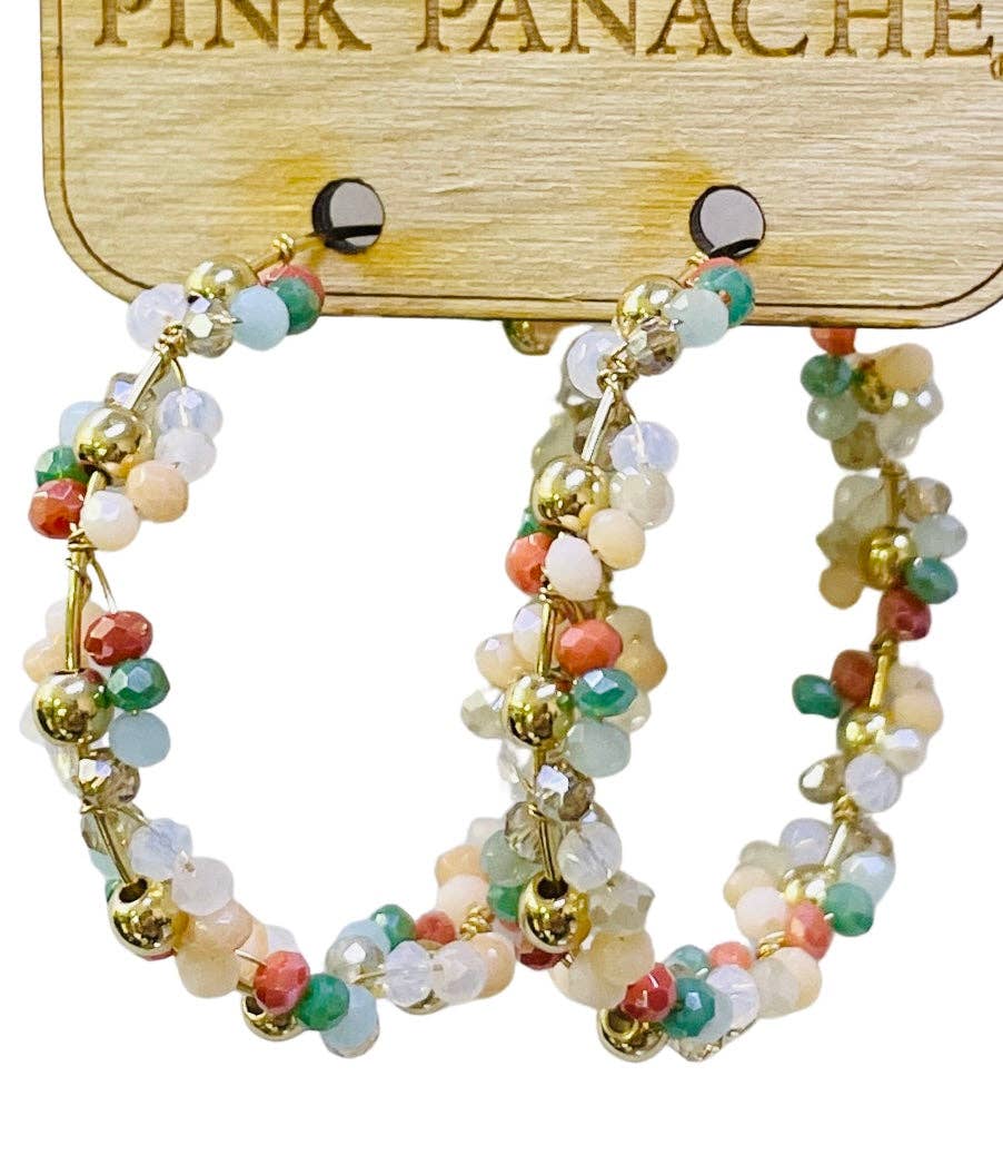 Bead wrapped hoop earring - LC