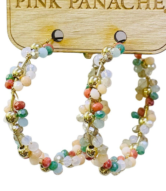 Bead wrapped hoop earring - LC
