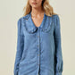 Tencel Denim Long Sleeve Button Down Shirt Blouse - 44745T