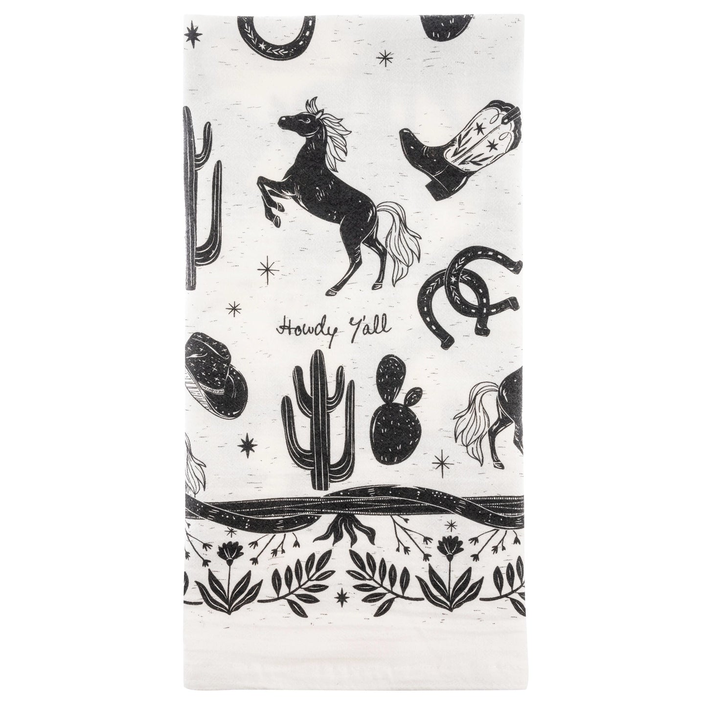 Black & White Western Tea Towel