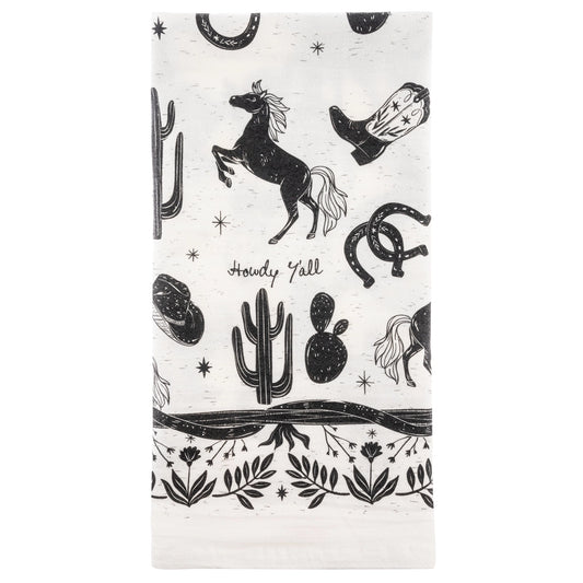 Black & White Western Tea Towel