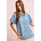PUFF SLEEVES WASHED TENCEL SHIRT TOP