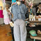 Striped barrel jeans