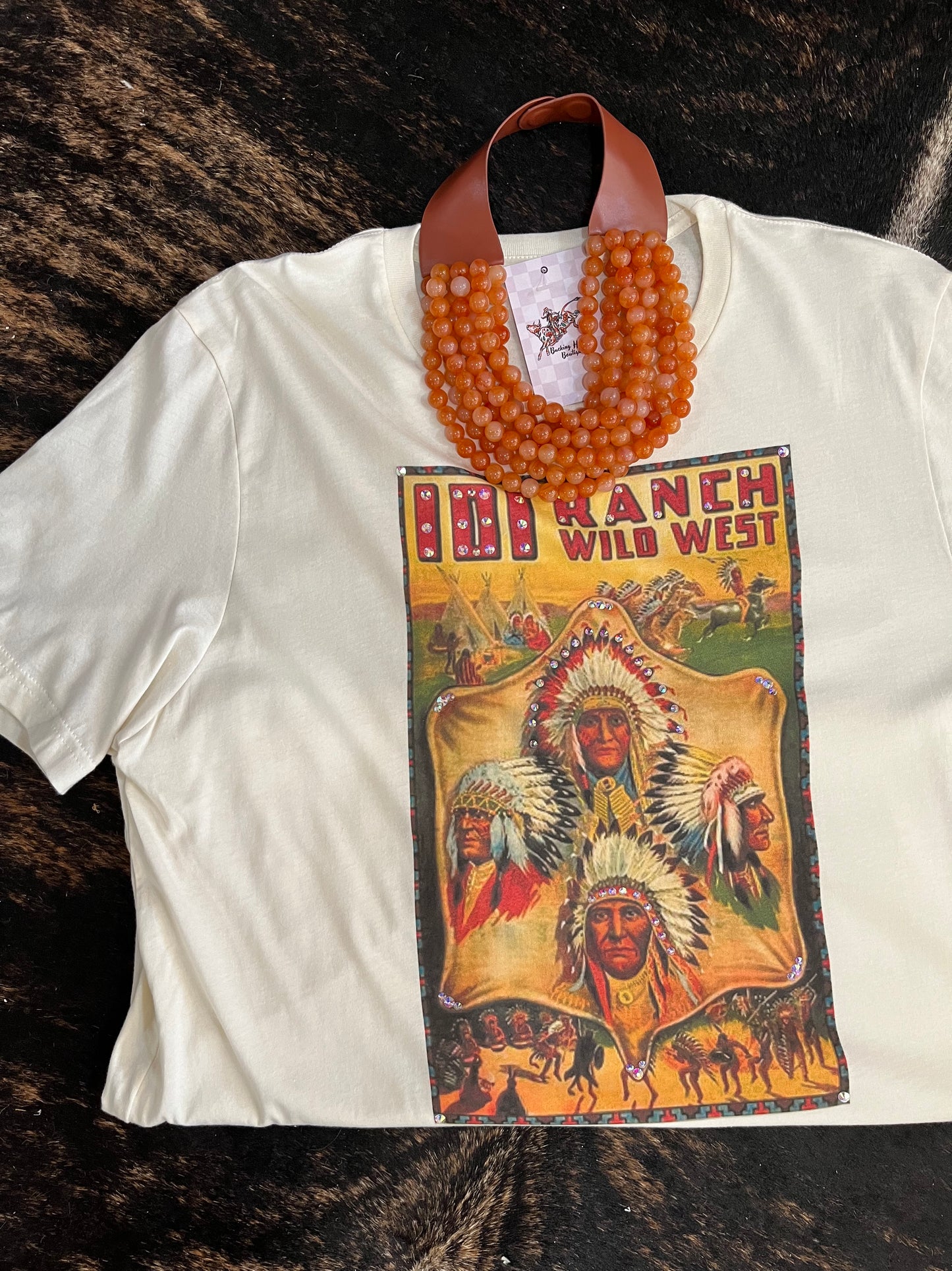 Indian on natural T with crystals