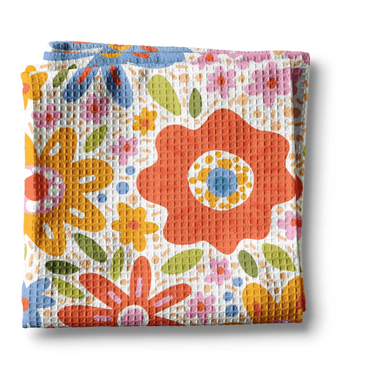 Bright Floral Retro Kitchen Towel