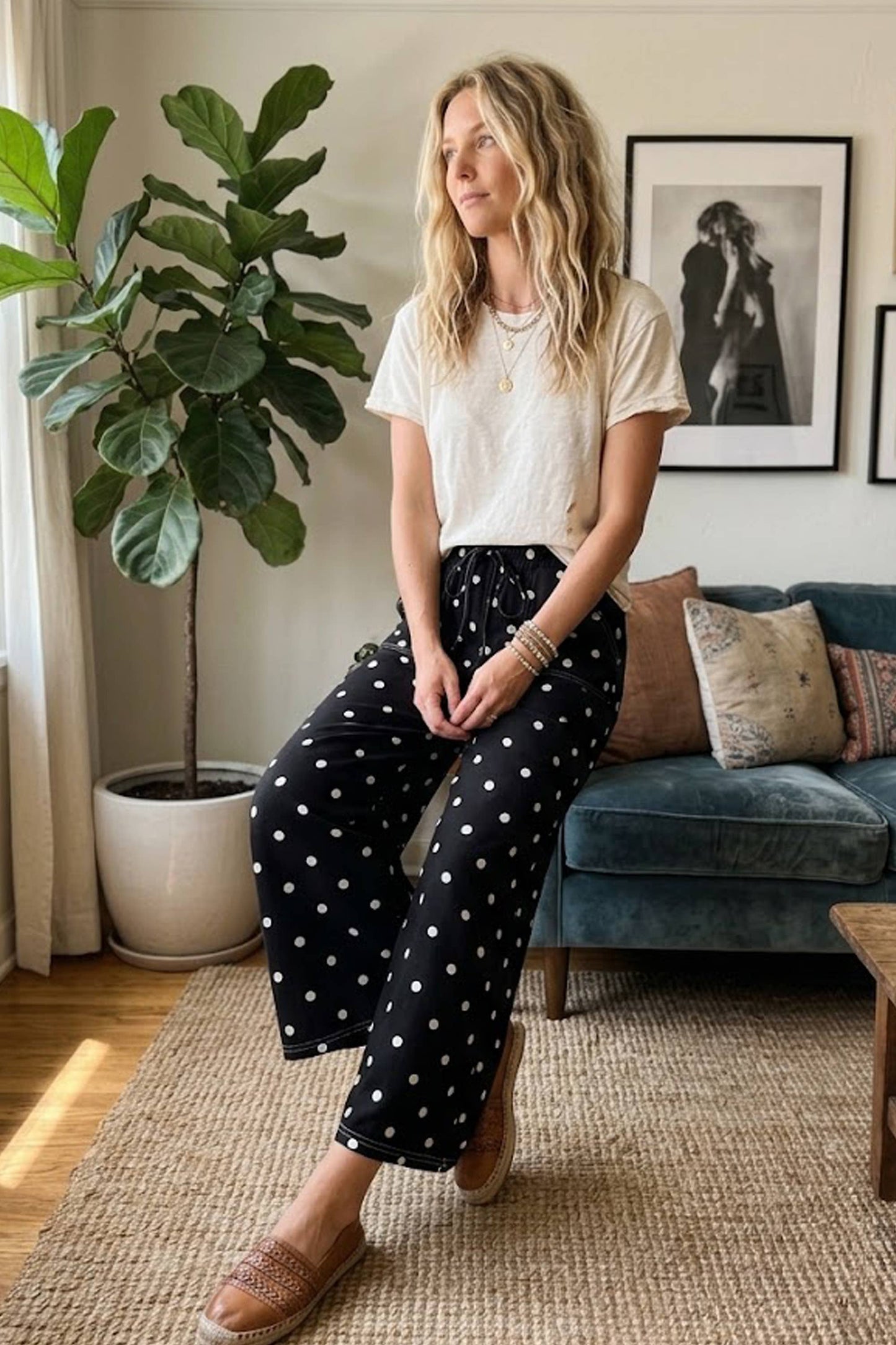 Scuba Polka Dot Wide Leg Pants