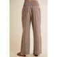 GINGHAM SMOCKED WAIST WIDE LEG PANTS