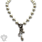 Linked glass pearl necklace with bead charms